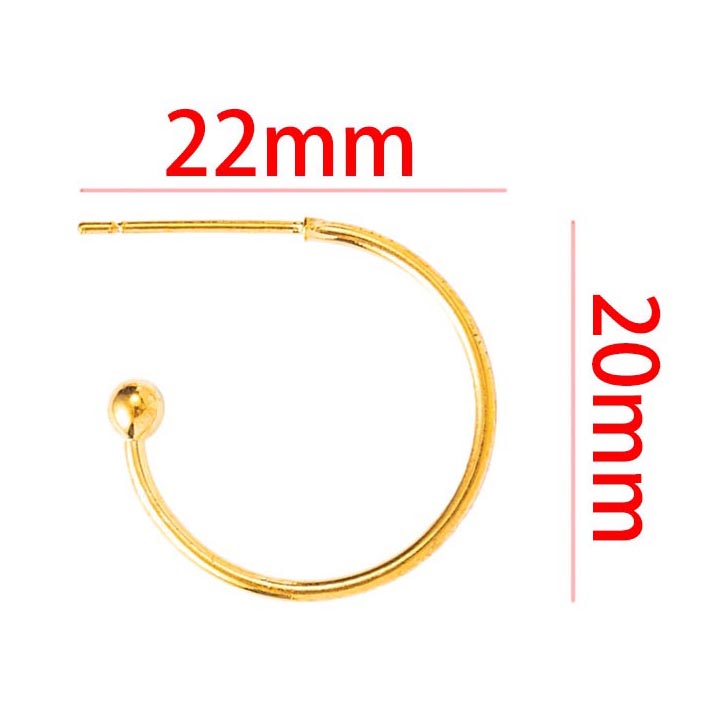 Fiasrel 5/10/50pais 18K Gold Plated Round Light Stud Earrings Accessories Brass Plated Real Gold Hypoallergenic Stud Earrings