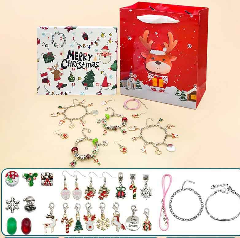 Fiasrel DIY Kids Educational Toys Light Luxury Christmas Bracelet Making Kit for Children Bracelets Set Christmas Gift