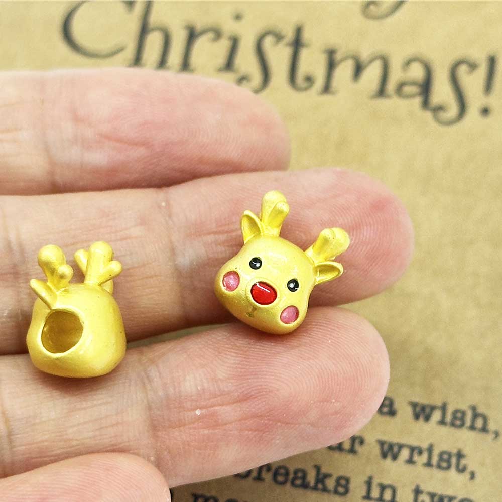 Fiasrel 6pcs Christmas Deer Tree Snowman Hat Beads Christmas Beads for Decorative DIY Jewelry Crafts Making Accessory