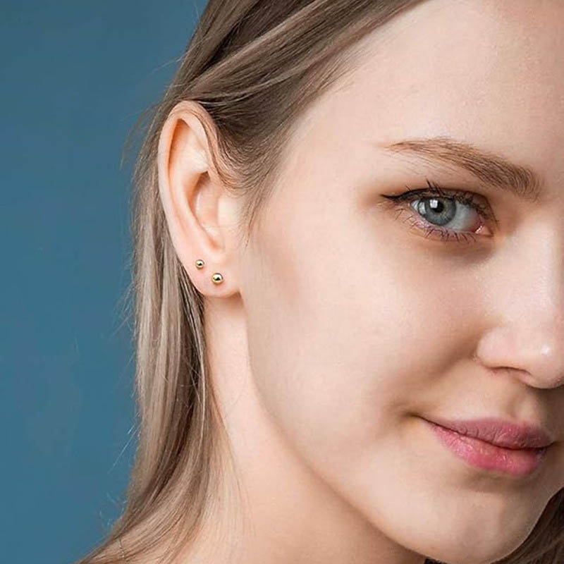 Fiasrel 10/50pairs/lot Simple Round Small Beaded Earrings Mini Earrings for Girls Fashion Stud Earrings Women Gift