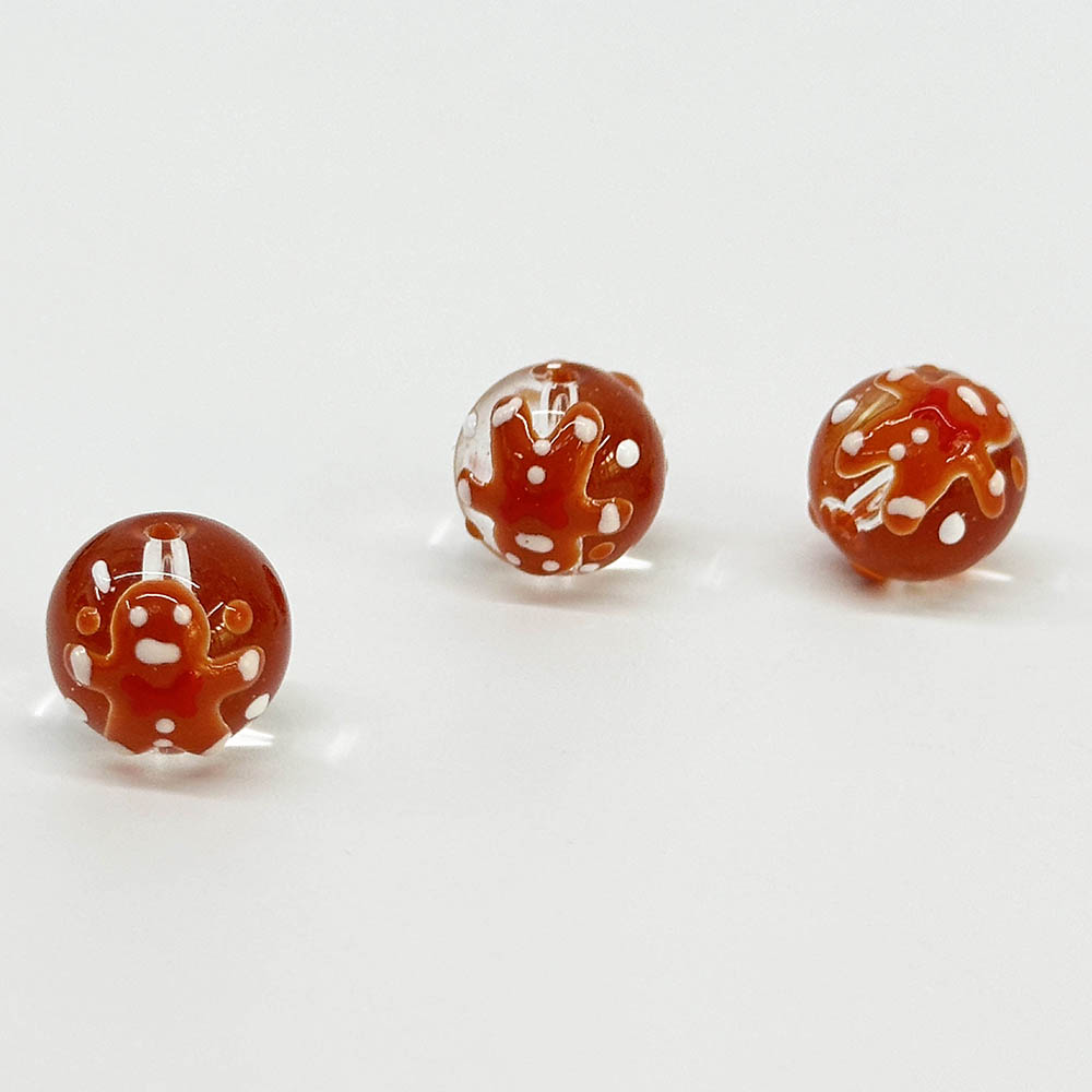 Fiasrel 9pcs Hand-Painted Christmas Glass Beads for DIY Jewelry Making Festive Craft Supplies