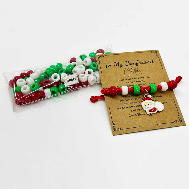 Fiasrel Christmas-Themed Red White Green Acrylic Beads for DIY Jewelry Making Handmade Necklaces Bracelets Craft Supplies