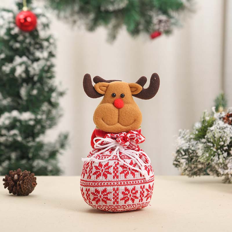 Fiasrel 1pcs/4pcs Christmas Decoration Christmas Series Apple Box Creative Santa Claus Christmas Candy Pouch Gift Bag