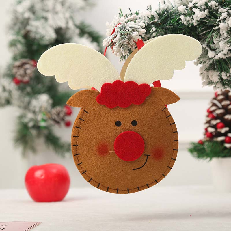 Fiasrel 1pcs/3pcs Christmas Decorations Candy Christmas Eve Apple Bag Cartoon Felt Gift Bag