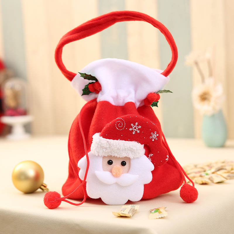 Fiasrel 1pcs/4pcs Eco-friendly Cute Christmas Candy Bag Doll Candy Bag Christmas Gift Tote Bags