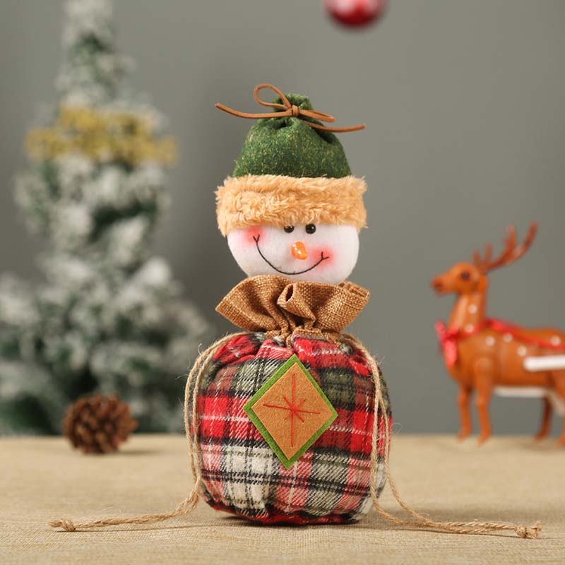 Fiasrel 1pcs/6pcs Christmas Kids Candy Bag Knitted Plush Snowman Elk Deer Santa Claus Toy Doll Christmas Stuffed Animal Plush Toy Gift