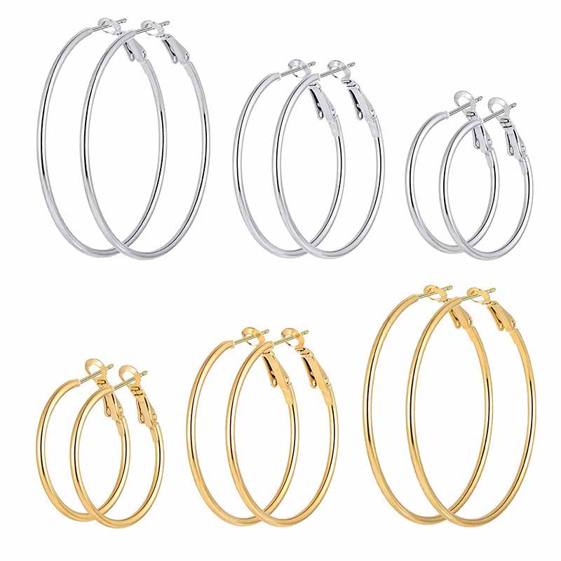 Fiasrel 5/20Pairs Stainless Steel Hypoallergenic Cartilage Loop Earring Large Hoop Earring