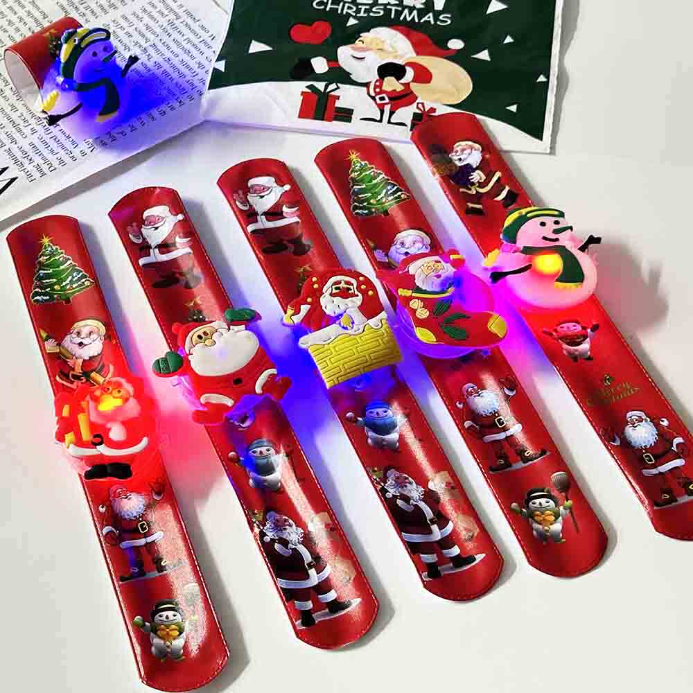 Fiasrel 10pcs Christmas Slap Wristband Santa Claus Christmas Snowflake Decoration Party Christmas Snap Bracelets Slap Wristband for Home Festival Party Supplies Christmas Ornament