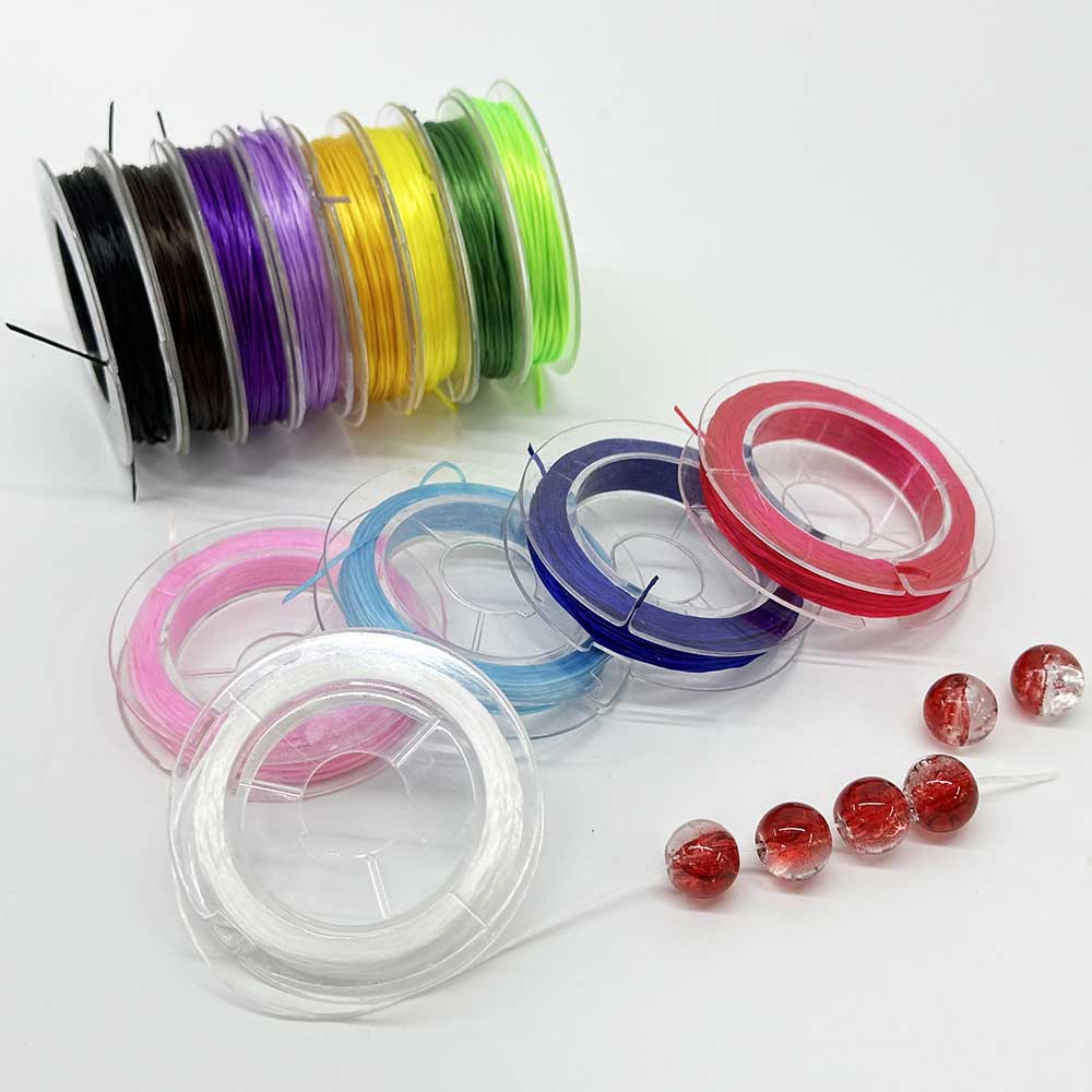 Fiasrel 13 Rolls 0.8mm Flat Elastic Bracelet Rope 13 Colorful High Elastic Beaded Elastic String for Bracelet Necklace Jewelry Making