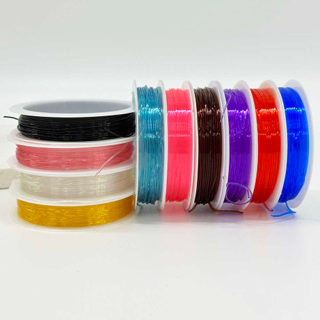 Fiasrel 10rolls/Bucket 0.6mm 0.8mm 1.0mm Mixed Colored Stretchy Jewelry Cord Crystal Elastic String Cord For DIY Crafts Bracelet, Necklace Jewelry Making