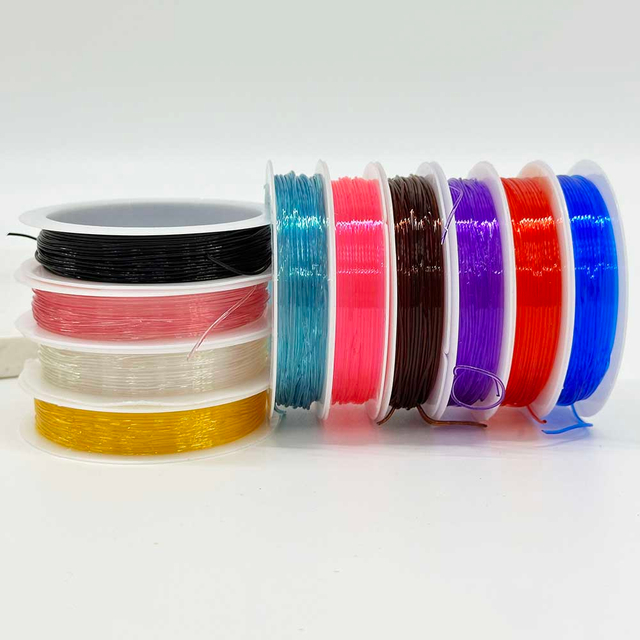 Fiasrel 10rolls/Bucket 0.6mm 0.8mm 1.0mm Mixed Colored Stretchy Jewelry Cord Crystal Elastic String Cord For DIY Crafts Bracelet, Necklace Jewelry Making