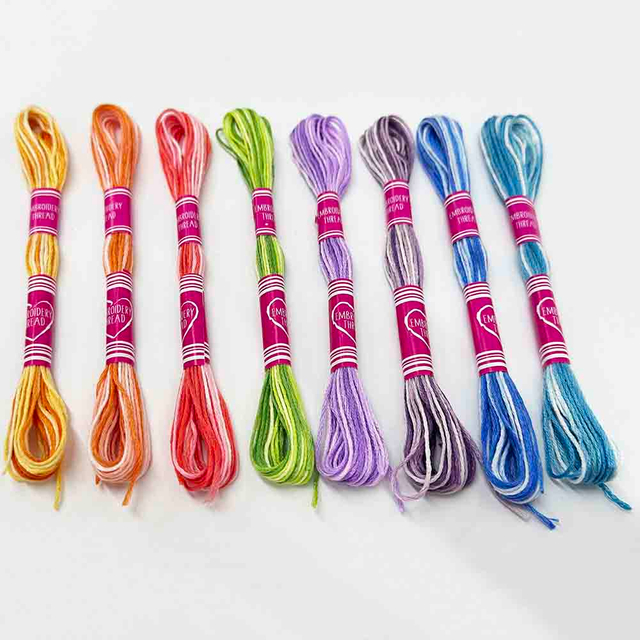 Fiasrel 12pcs Gradient Color Series Cross Stitch Thread Polyester 6-Strand Braided Thread DIY Embroidery Floss Cross Stitch Thread for DIY Embroidery Crafts Handmade Jewelry