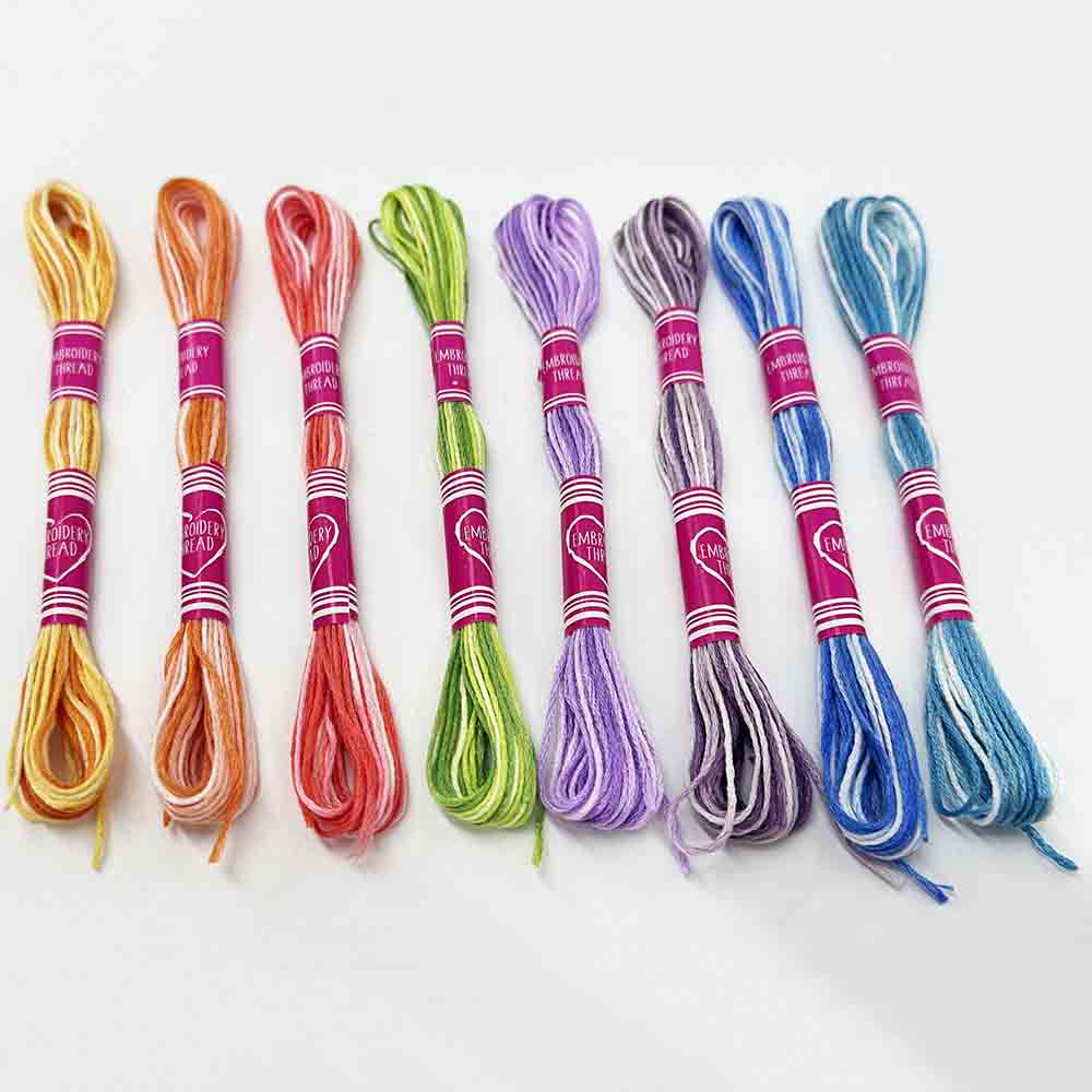 Fiasrel 12pcs Gradient Color Series Cross Stitch Thread Polyester 6-Strand Braided Thread DIY Embroidery Floss Cross Stitch Thread for DIY Embroidery Crafts Handmade Jewelry