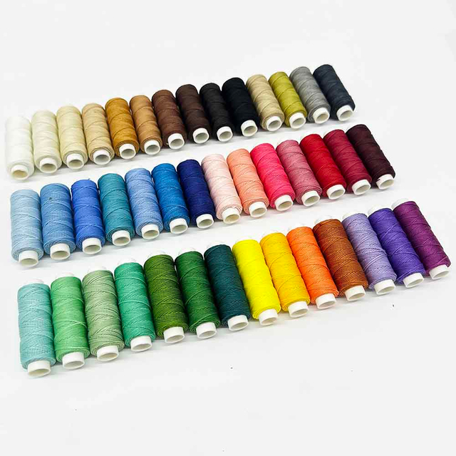 Fiasrel 1set 42pcs Different Color Round Waxed Cord Thread Polyester Sewing Thread for DIY Jewelry Making