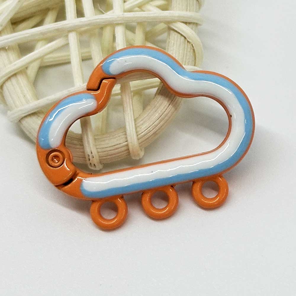 Fiasrel 10pcs Multi-Color Enamel Cloud Keychains with Drill Double-sided Key Buckle DIY Mobile Phone Chain Car Key Hanging Homemade Bag Pendant Spring