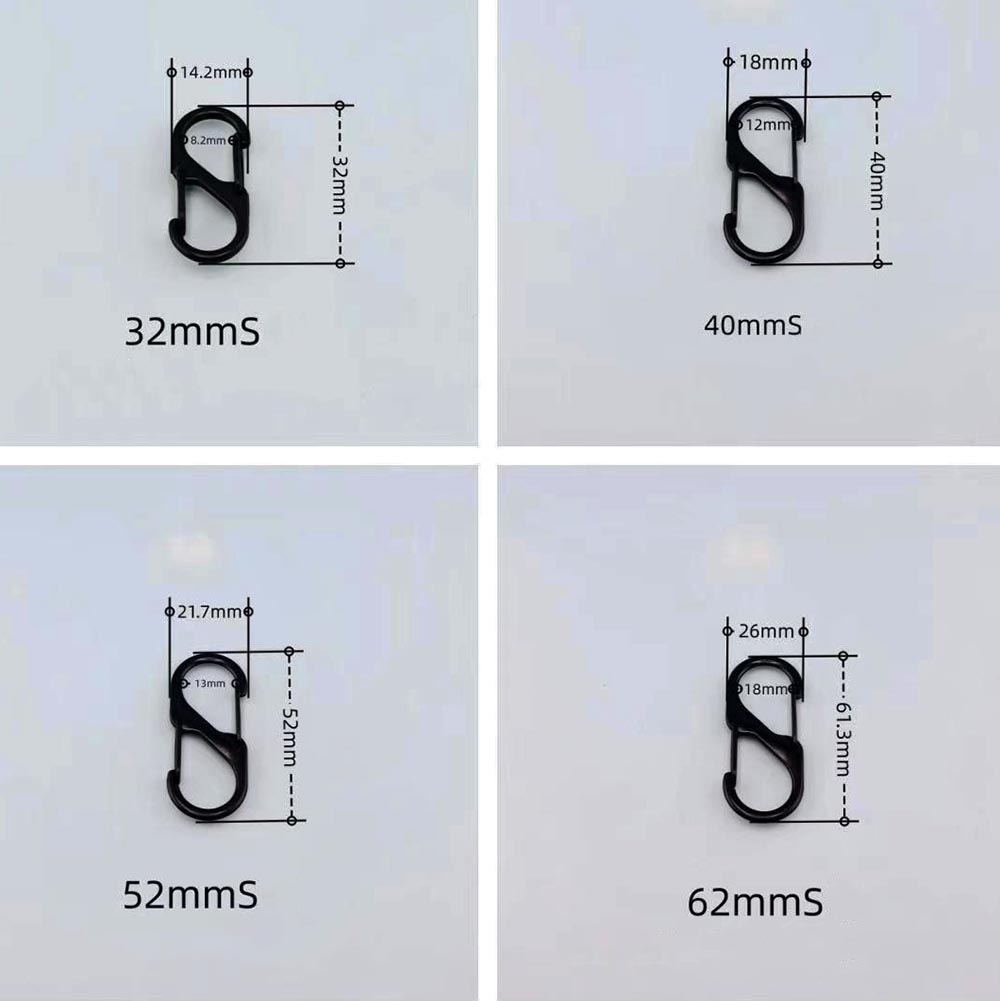 Fiasrel 5pcs Black Alloy S-Shaped Carabiners Multipurpose Carabiner Keyring Clip Buckle Hook Keychains for Biking Hiking Camping Backpack Gifts