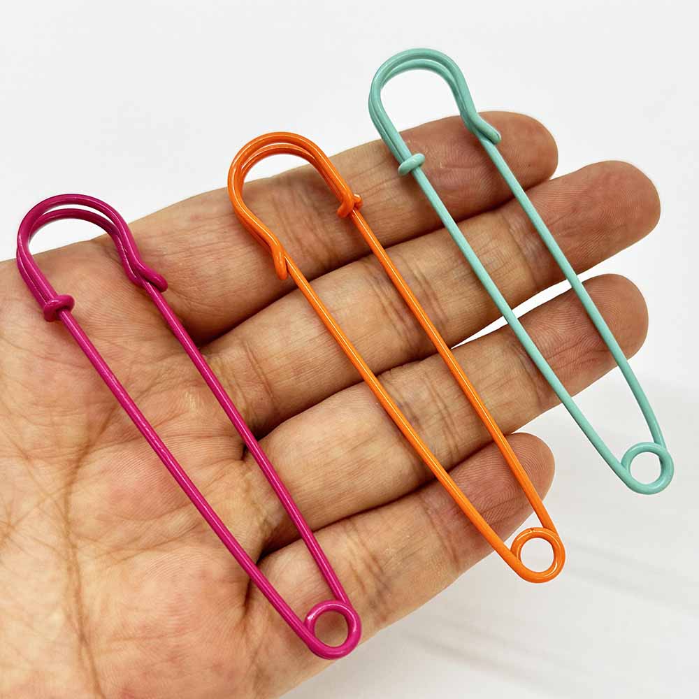 Fiasrel 10pcs 50/63/75/100mm Big Metal Safety Pins Brooch Pins Sewing Tools Mix Base Pins Safety Pins for Jewelry Findings DIY Craft Supplies