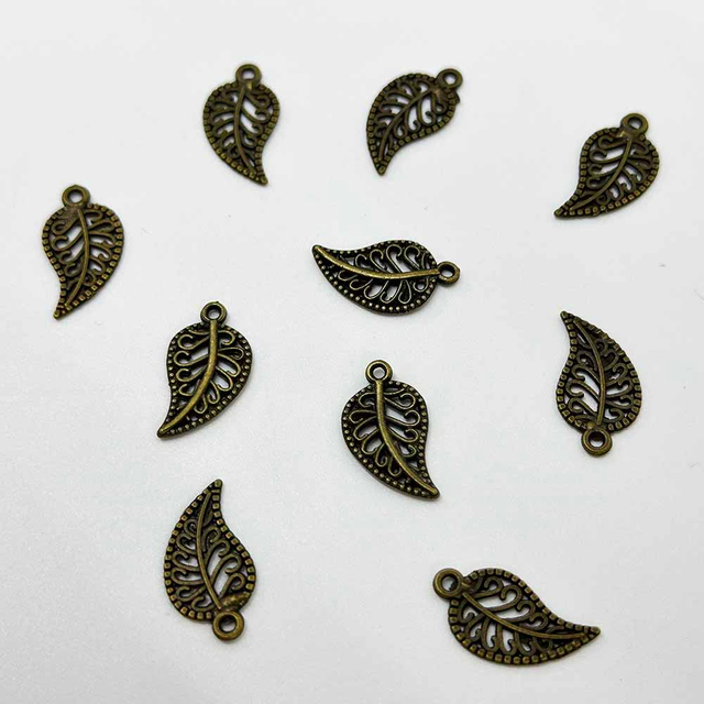 Fiasrel 20/50pcs Mix Color Antique Hollow Filigree Leaf Charms for DIY Jewelry Bracelets Necklaces Earrings Keychains