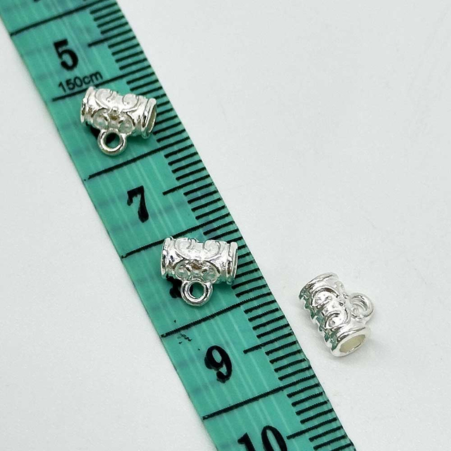 Fiasrel Metal Beads Pendant Loop Silver-plated Beads for Decorated Pendant Charm Jewelry Making