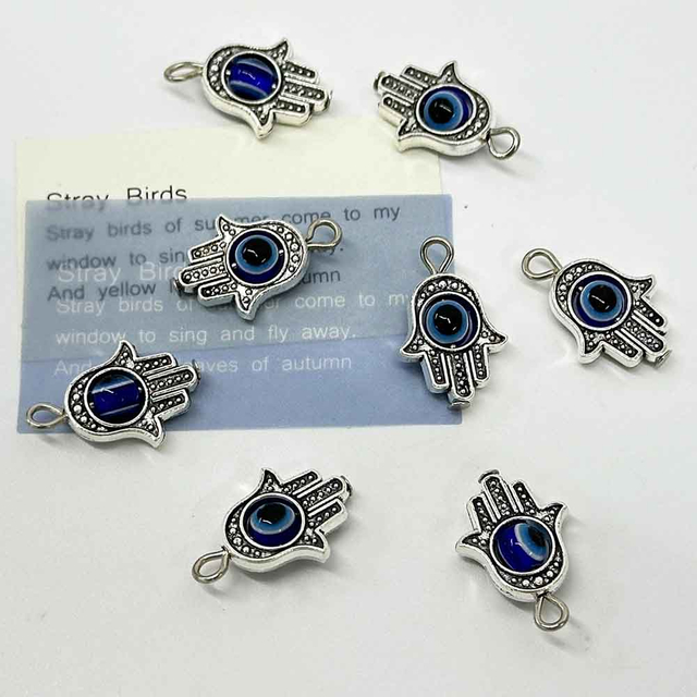 Fiasrel 10/50pcs Alloy Evil Eye Shape Charms Creative Elegant Eye Pattern Hand Shaped Pendants for Jewellery Making Earrings Bracelet Necklace