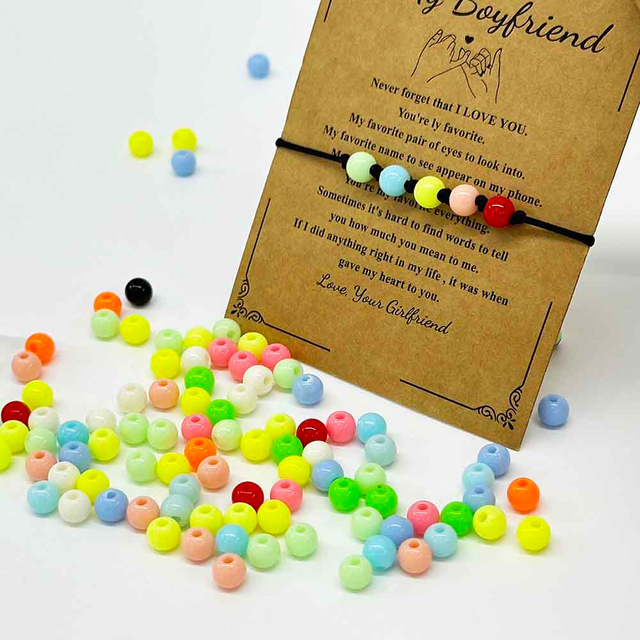 Fiasrel 6-14MM 100pcs Round Spacer Candy Colors Beads Halloween & Christmas Acrylic Jewelry Ball Beads for Making Bracelet Necklace Earring DIY Craft Keychain