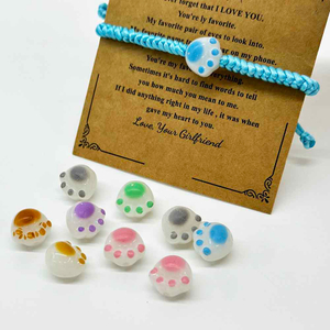 Fiasrel 20/50pcs 3D Cat Paw Spacer Acrylic Cat Paw Print Beads Cute Animal Print Shaped Acrylic Beads for Bracelet Necklace Earring Jewellery Making DIY Crafts