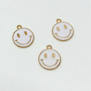 Fiasrel 10/50pcs Alloy Round Enamel Smile Face Charms for Earrings Necklace Bracelet DIY Jewelry Making Accessories