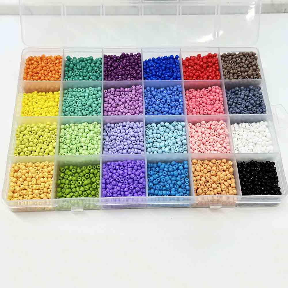 Fiasrel 24 Colors 2mm 3mm 4mm DIY Jewelry Making Set Glass Seed Beads Kit for Jewelry Making DIY Bracelets Necklaces Crafts Supplies
