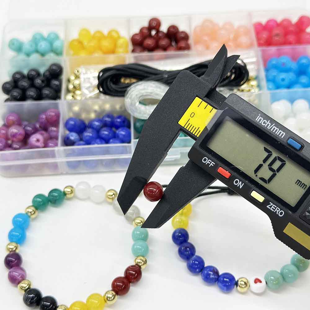 Fiasrel 6mm 8mm Mixed Color Acrylic Bead Box for DIY Handmade Bracelet Necklace Accessory Beading Material Supplies