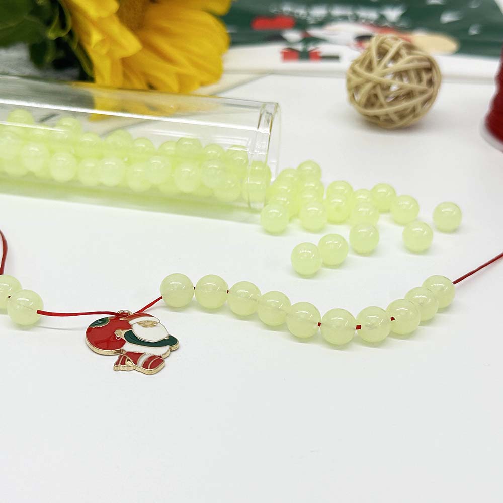 Fiasrel 100pcs 4-16mm Acrylic Glow In The Dark Beads Luminous Loose Beads for DIY Jewelry Making Supplies Bracelet Necklace Accessories
