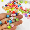 Fiasrel 50/100pcs 8mm Cylinder Acrylic Striped Beads for Jewelry Making DIY Charm Bracelet Necklace