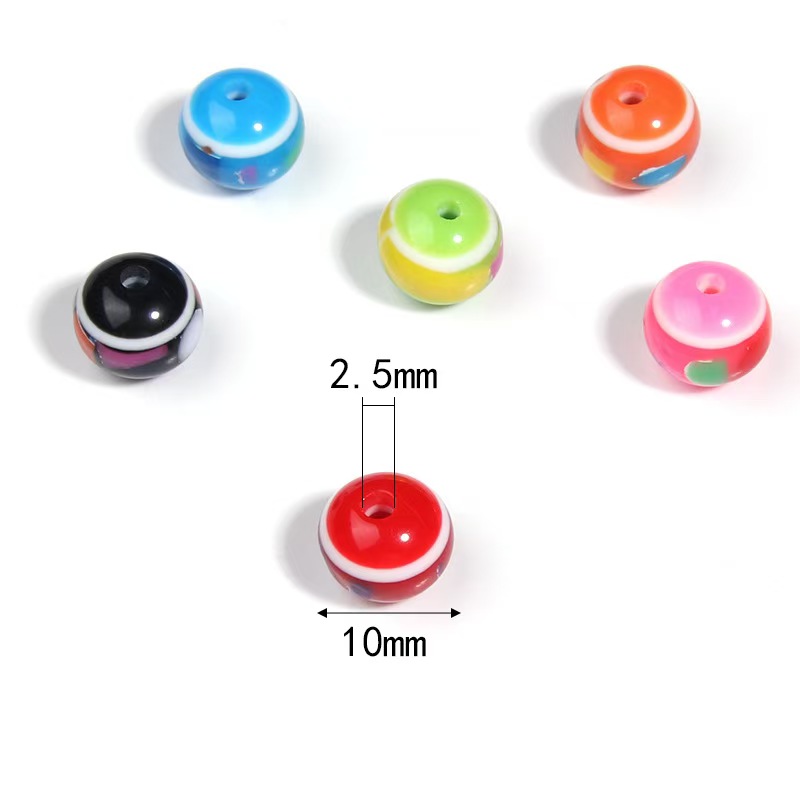 Fiasrel 50pcs 6/8/10mm Rainbow Round Shape Spacer Beads Mix Stripe Resin Beads for Or DIY Jewelry Making Crafts Supplies