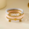 Fiasrel Mother's Day Gift Bohemian Style MAMA Pendant Clay Folded Bracelet Set 