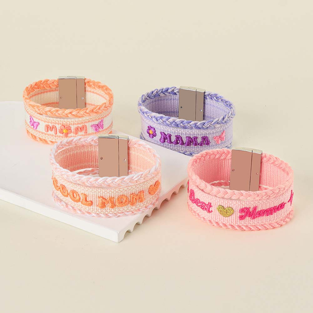 Fiasrel Hot sale fashion high quality Mother's Day MOM letter embroidery magnetic buckle braided bracelet