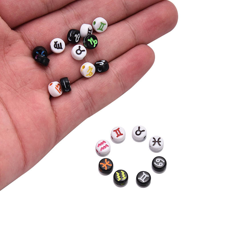 Fiasrel 7*4mm Zodiac Acrylic Beads for Jewelry Making – DIY Beads for Bracelets & Necklaces