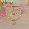 Fiasrel Plate Engraved Name Bracelet Pearl Beaded Elastic Bracelets