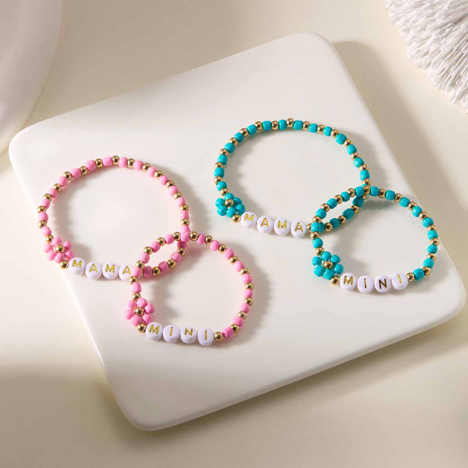 Fiasrel Hot Selling Letter Bead Parent-child Bracelet Set Fashionable Thanksgiving Mother's Day Bead Bracelet Small
