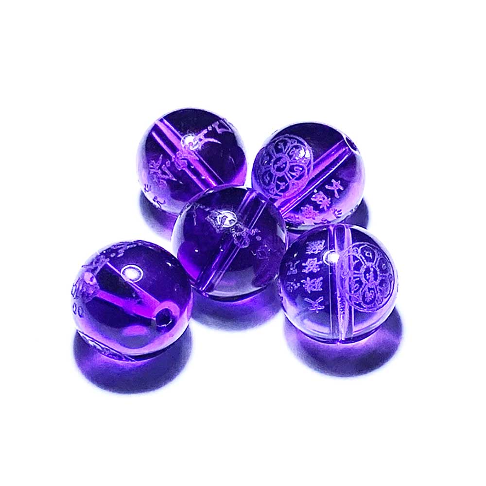 Fiasrel Amethyst Manjushri Mantra Beads | Loose Buddhist Prayer Beads | DIY Jewelry Supplies for Bracelet Making