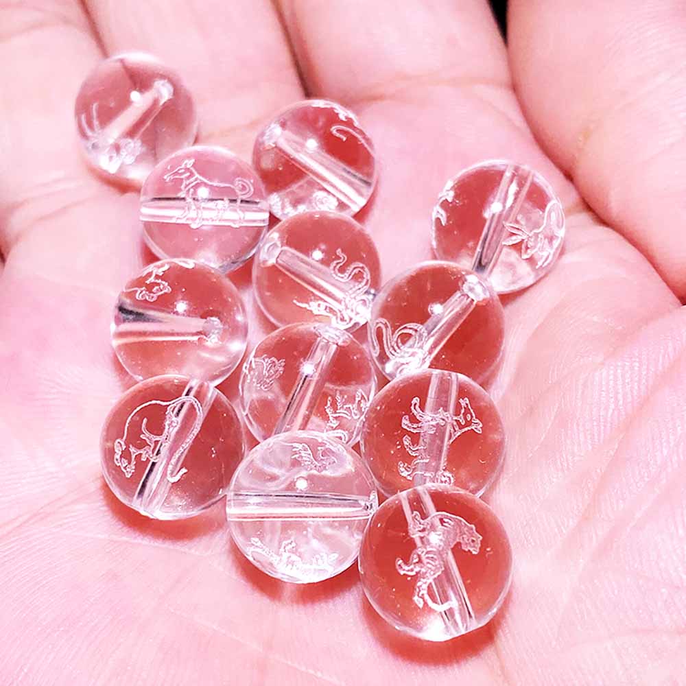 Fiasrel Natural White Crystal Beads | Triple Harmony Zodiac Compatibility Beads | Loose Charm Beads for DIY Bracelets & Jewelry