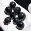 Fiasrel Heart Sutra Beads - Obsidian Loose Beads with Prajnaparamita Engraving DIY Buddhist Bracelet & Mala Jewelry Components