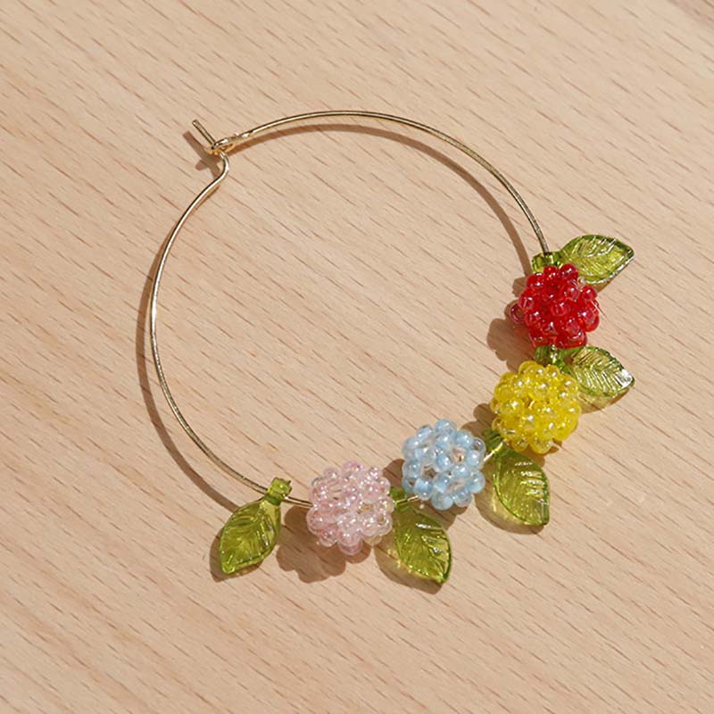 Fiasrel Small Fresh Flower Rice Bead Braided Pendant Diy Handmade Beaded Earrings Necklace Jewelry Accessories