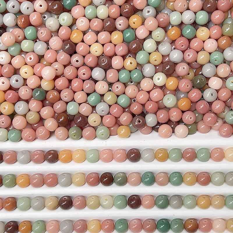 Fiasrel Round Stone Beads Natural Alxa Stone Beads for Jewelry Making DIY Bracelet Necklace