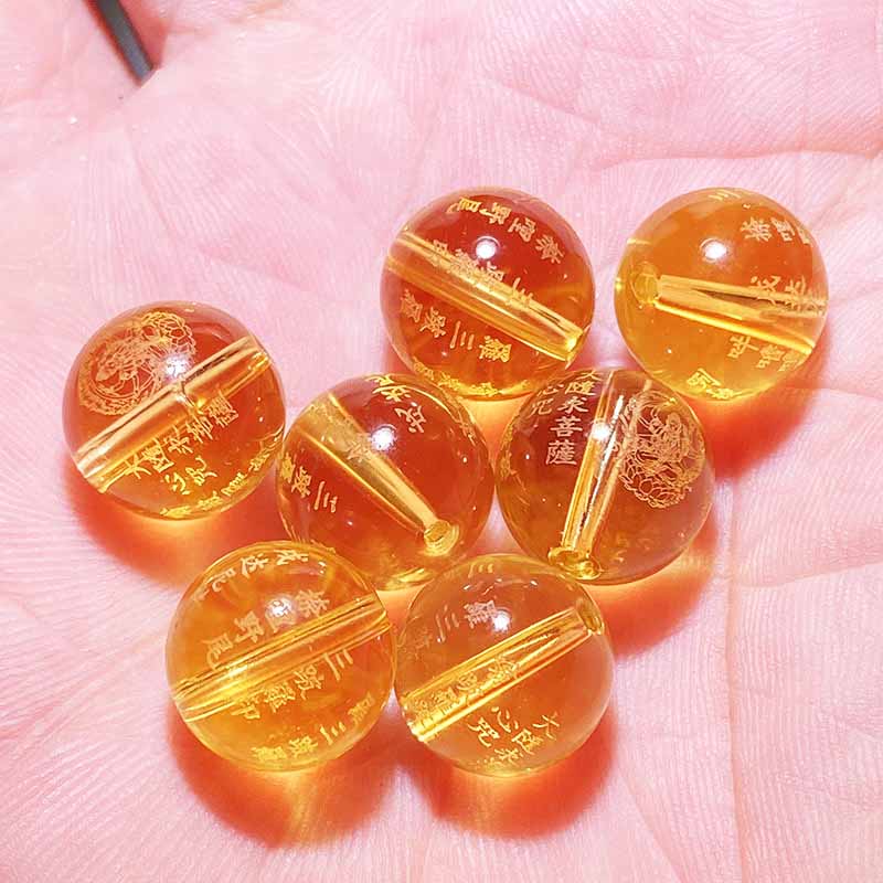 Fiasrel Engraved Buddhist Mantra Beads - DIY Citrine Bracelet Making Kit with Sanskrit Prayer Carvings