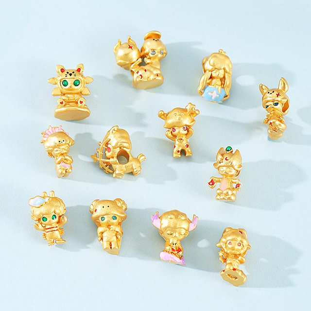 fiasrel 1bundle Sweet 12 Zodiac Gold-Filled Beaded Charms - High Color Retention DIY Bracelet Making 
