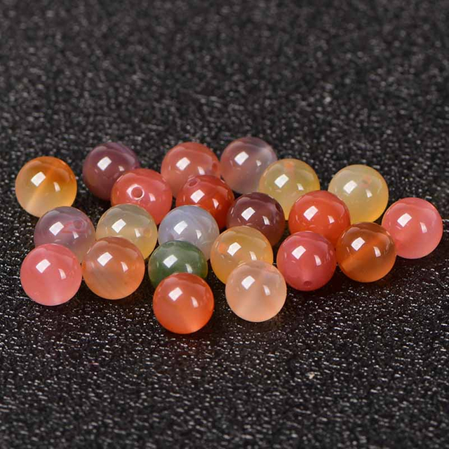 fiasrel 7A Grade Agate Loose Beads - Round Spacer Beads for DIY Crystal Jewelry Making