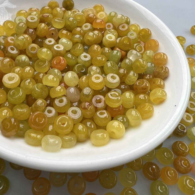 fiasrel 1bundle Natural Icy Yellow Jadeite Abacus Beads – Tri-Color Lucky Beads for DIY Jewelry 