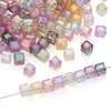 fiasrel 1bundle 8mm Acrylic Glass-Imitating 3D Iridescent Cube Beads - DIY Handcraft Stringing Materials for Bracelet & Necklace 