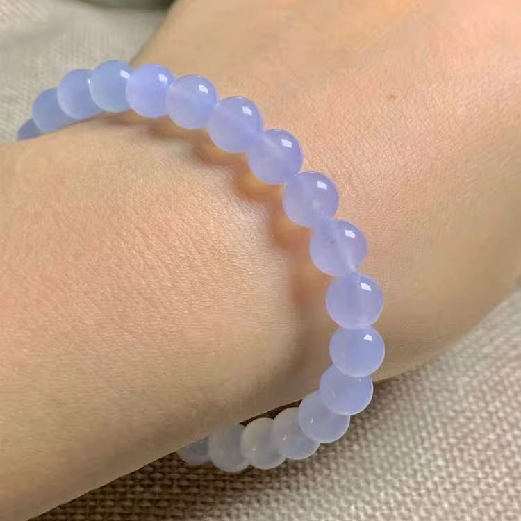fiasrel 1bundle Icy Lavender Jadeite Loose Beads - Pale Purple Chalcedony Round Beads for Jewelry Making