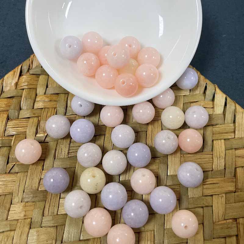 fiasrel 1bundle Pastel Mixed Natural Gemstone Beads Ice Cream Color Loose Round Beads for DIY Jewelry