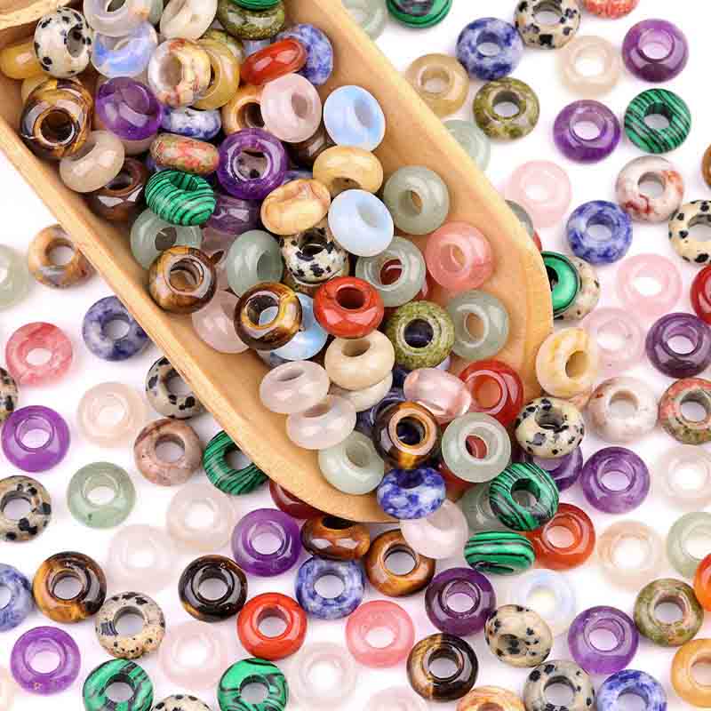 6x12mm 5mm Large Hole Abacus Beads - Natural Stone Beads with Big Holes for DIY Jewelry Making Wholesale